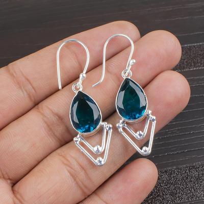 Bijoux en Argent Apatite Fait Main, Boucle d'Oreille en Argent Sterling 925, Bijoux en Pierres Précieuses Fait Main, Boucle d'Oreille en Apatite Pour Elle