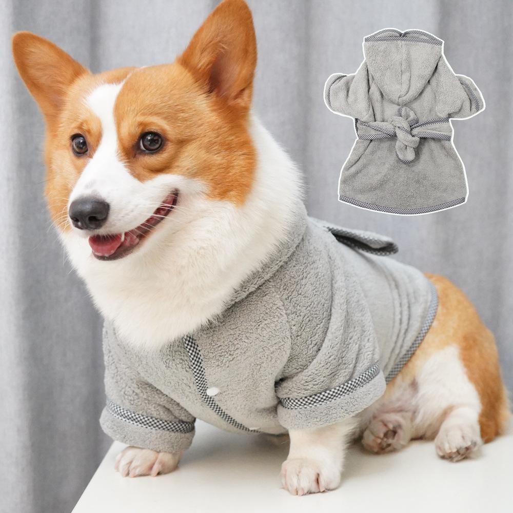 Microfiber Towel Material Dog Bathrobe Quick Dry Fast Absorbent Pet Drying Coat with Adjustable Magic Tape for All Dog Sizes