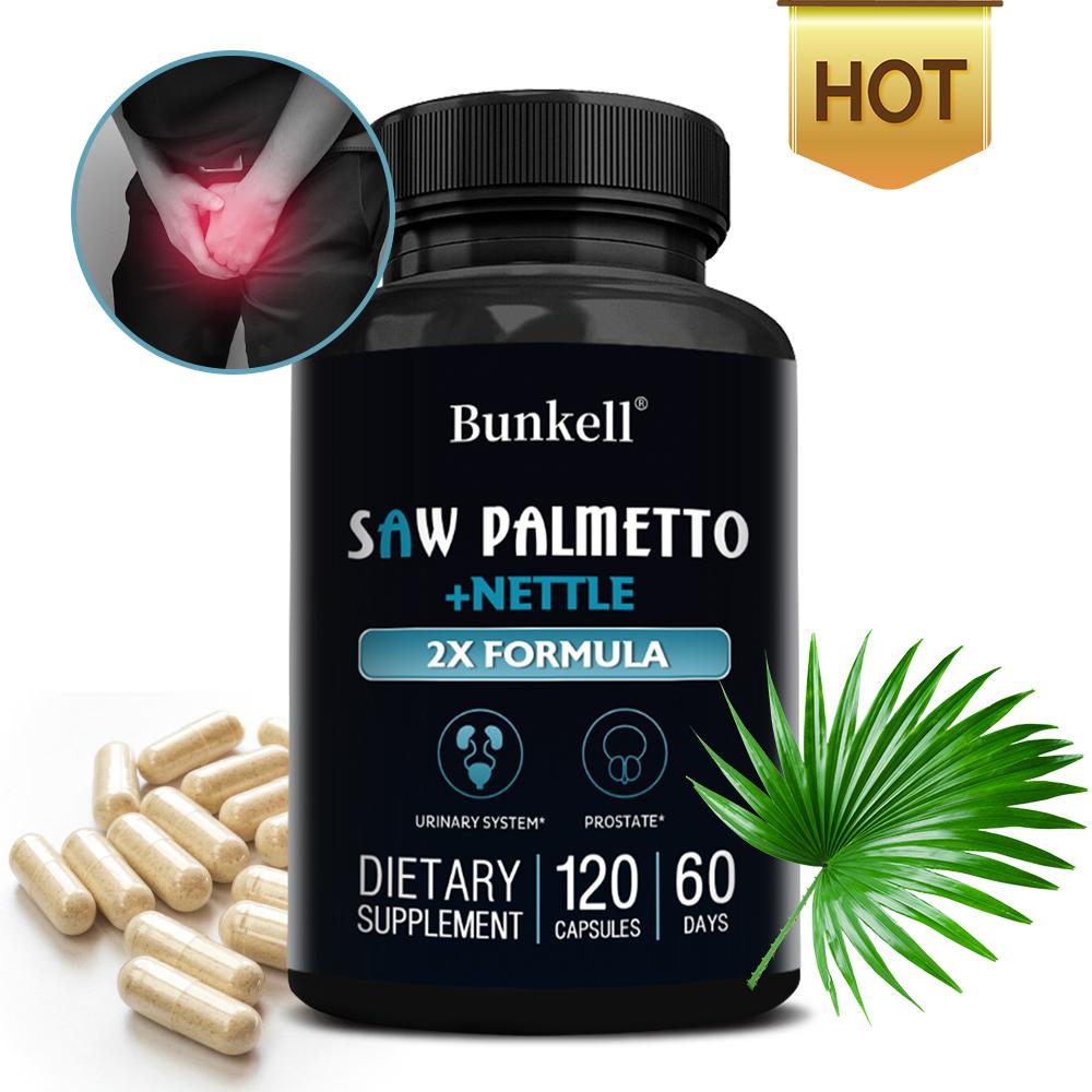 Saw Palmetto Capsules, 2X Herbal Blend Dietary Supplement For Men, 120 Capsules
