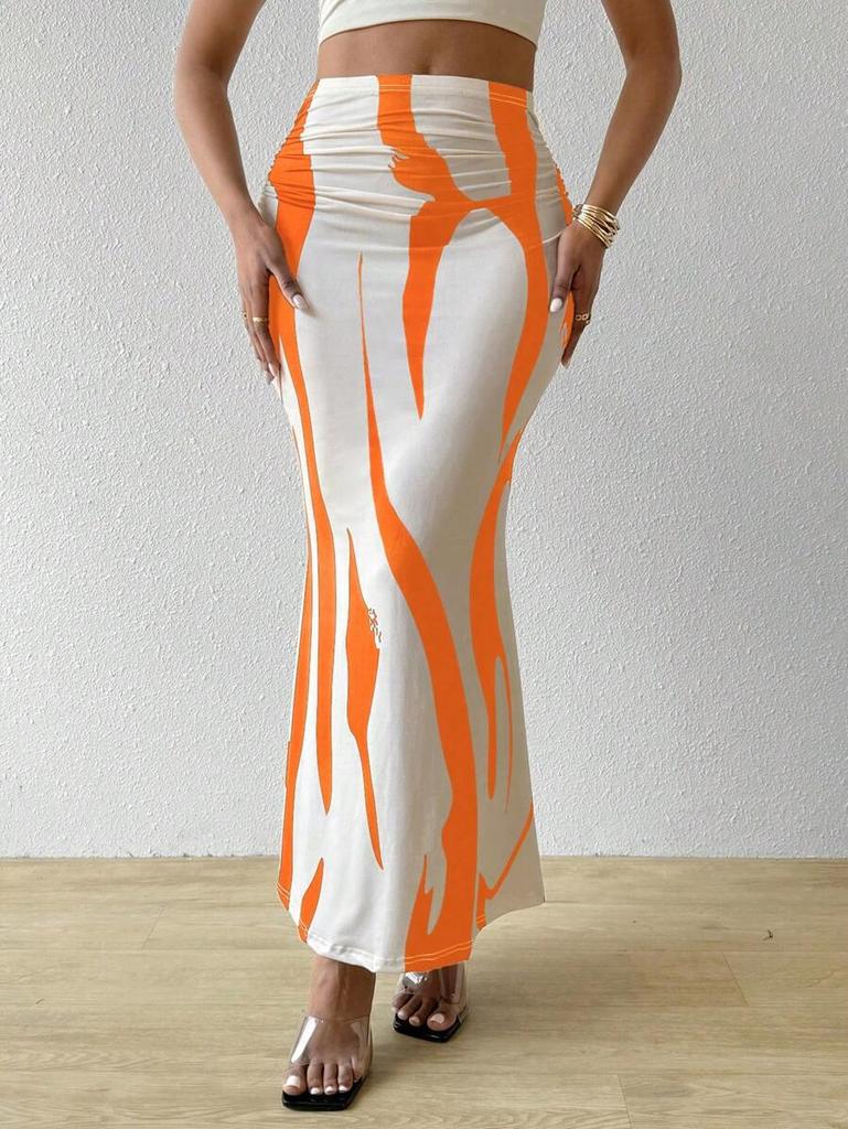 Women's Zebra Print High Waist Bodycon Fishtail Midi Skirt - European & American Fashion 2025