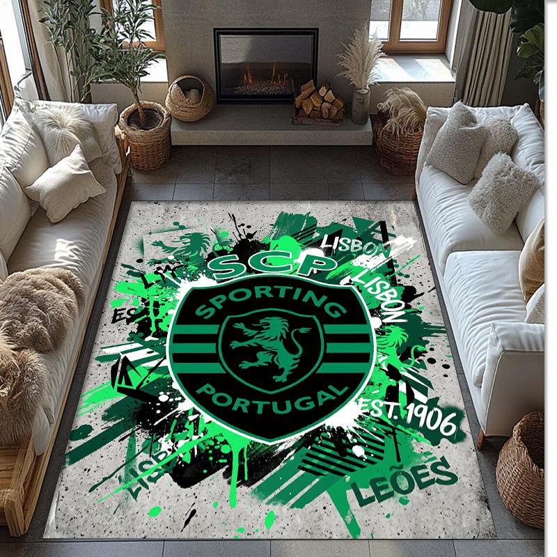 Sporting CP FC Soccer Football Pattern Soft Area Rug Non Slip Indoor Floor Carpet Sports Decor Mat for Bedroom