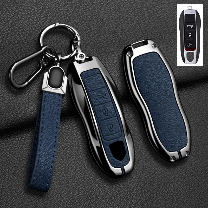 AABKR1 Zinc Alloy Leather Car Key Case for Porsche Cayenne 718 MACAN Panamera 911 Macan Boxster Cayman Cayenne Macan Keychain Key Case