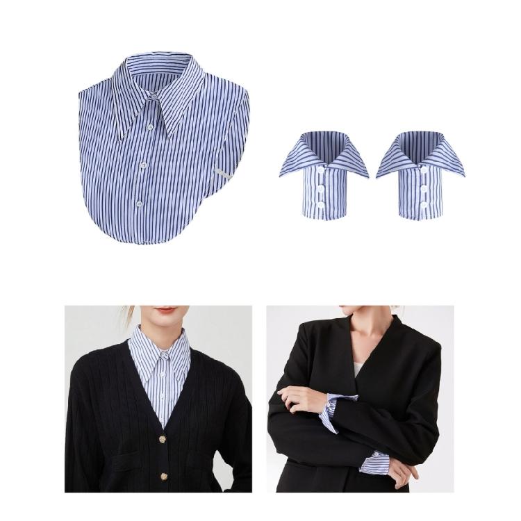 Fashion Versatile Wristband and Detachable Collar Set Shawl Versatile Lapel Detachable Collar Shawl for Dress Shirt