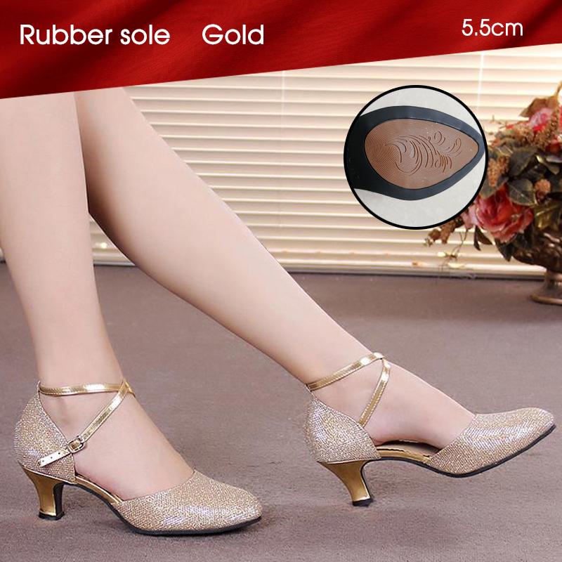 Damskie PU buty do tańca latynoskiego z zamkniętymi palcami miękka podeszwa Salsa nowoczesne buty Tango buty do tańca towarzyskiego 5.5cm obcas