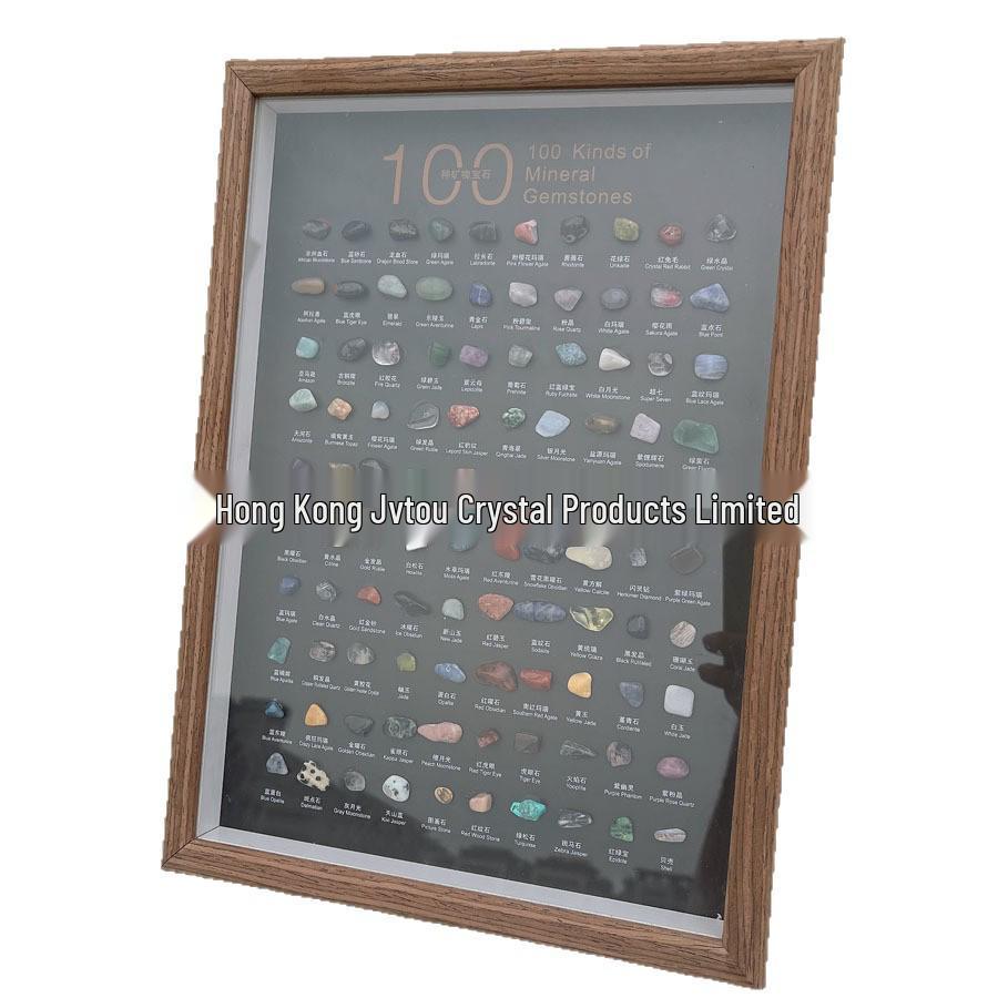 100 Crystal Mineral Specimens: Agate Raw Stones & Unique Stones in Glass Frame for Children's Science Education