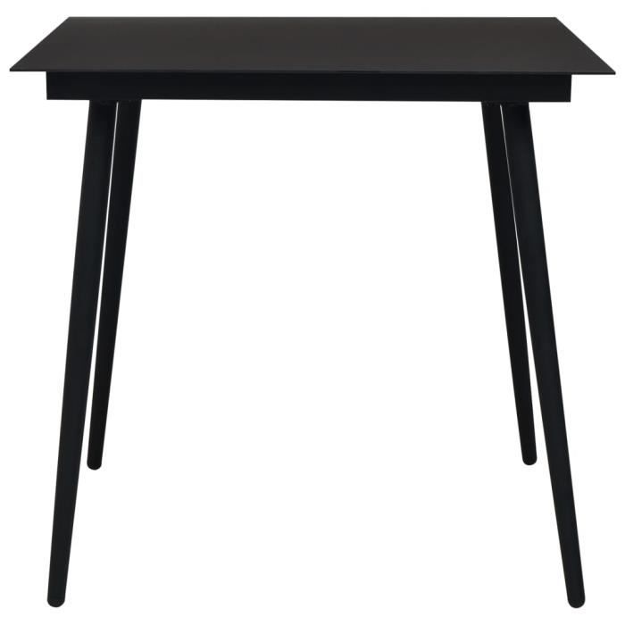 Ensemble table et chaises - VIDAXL - Mobilier à dîner d'extérieur - Noir - Corde en coton - Acier