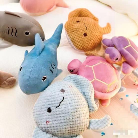 Pet Toys Built-in Sound Interactive Toy Plush Bite-Resistant Marine Animal Shape Chew Toy Cleaning Teeth Boredom Relief Toy