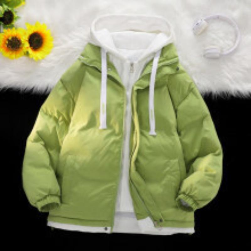 Winter New Fake Two-piece Hooded Cotton-padded Jacket Men's Short Loose Thickened Cotton-padded Jacket Winter Bread-padded Jacket