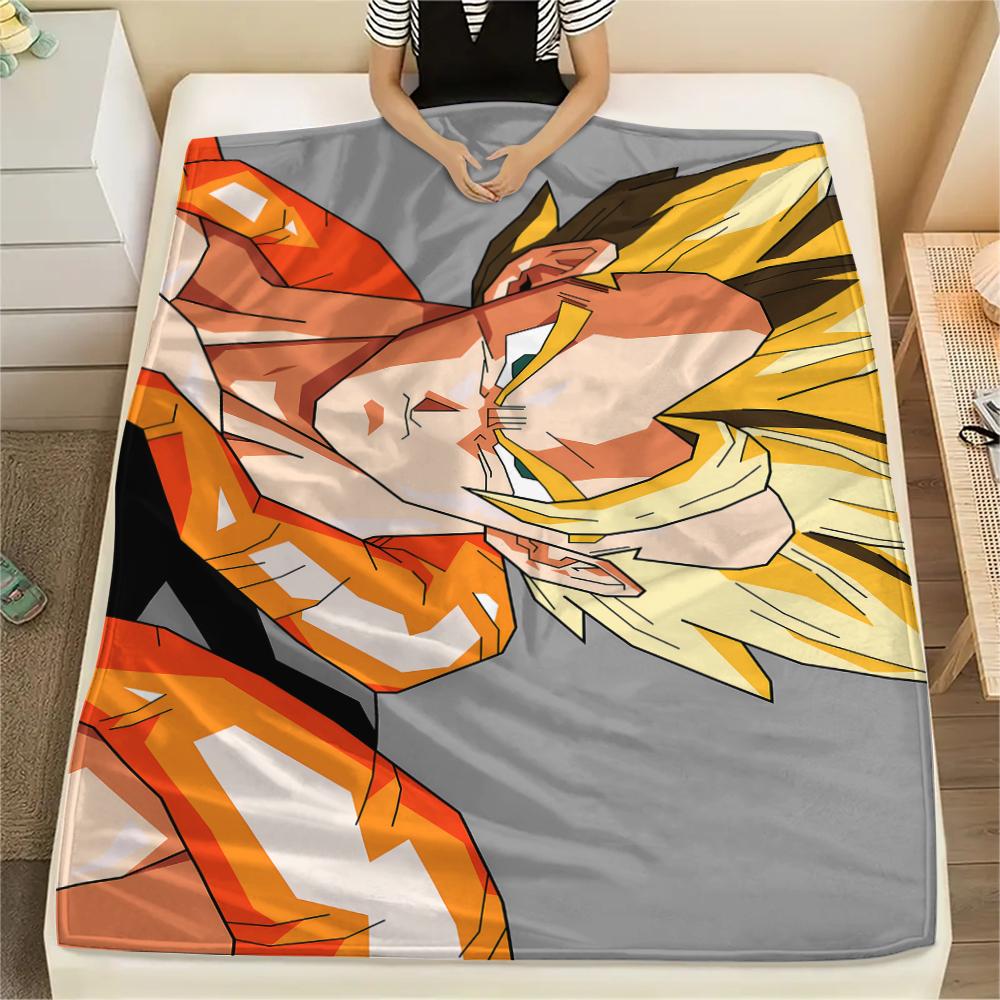 Dragon Ball Charaktere Druck Flanelldecke, Hohe Qualität, Bequem für Alle Jahreszeiten, Heimdekoration, Wärme und Komfort, Perfekt für Weihnachtsgeschenke
