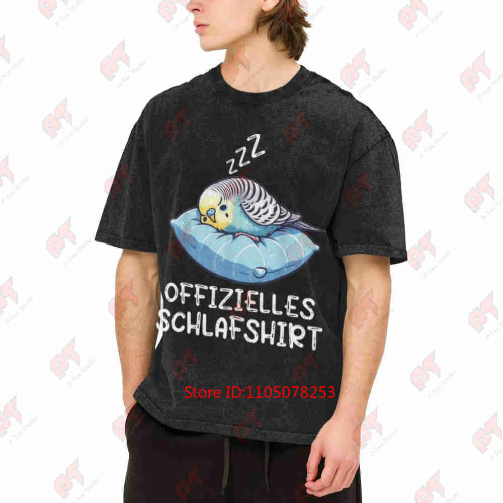 Sleep Budgie Bird Welli Lovers Vintage Washed Tee Pure Cotton T-Shirt
