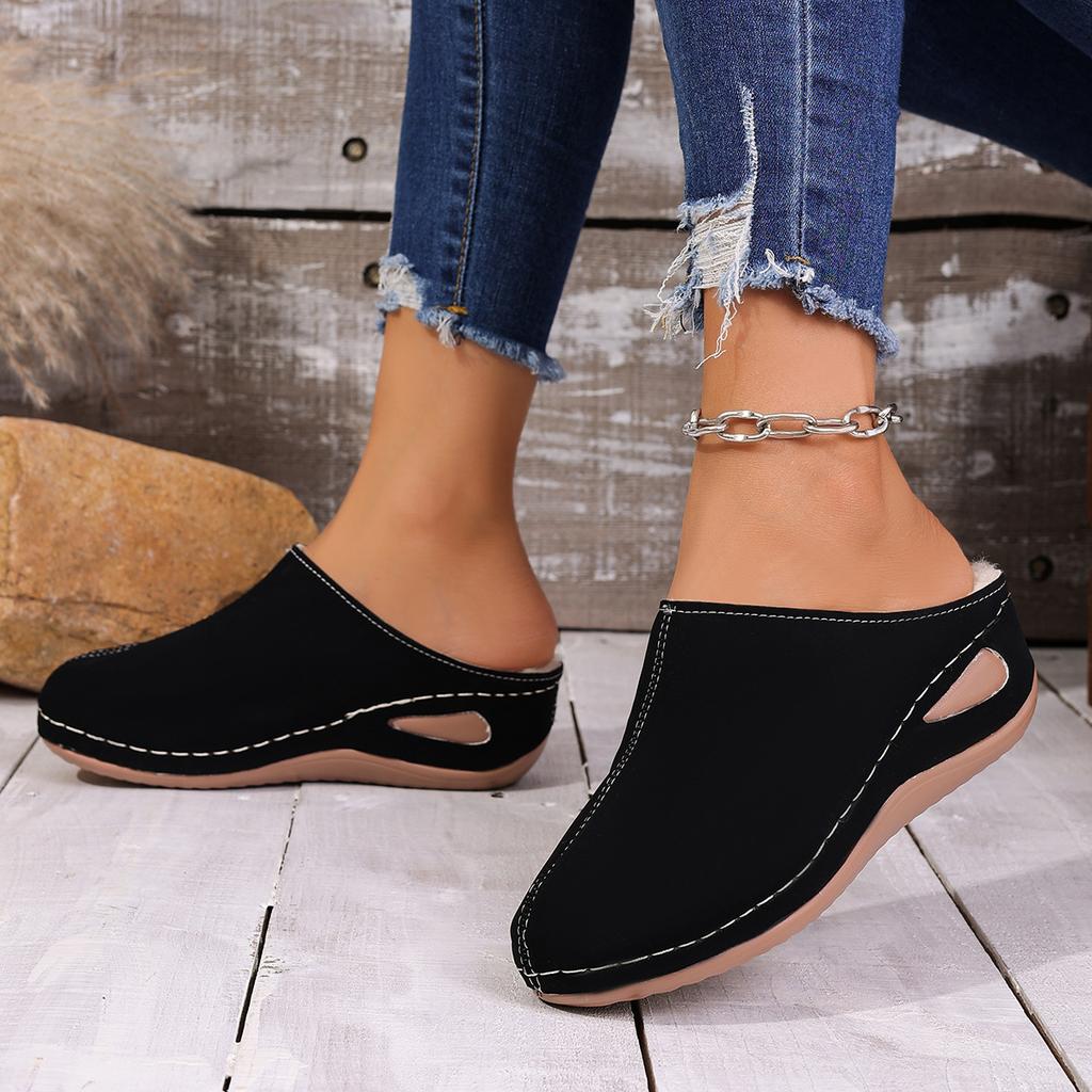 Large size European and American bag head cotton slippers autumn new thick-bottomed velvet lazy slippers