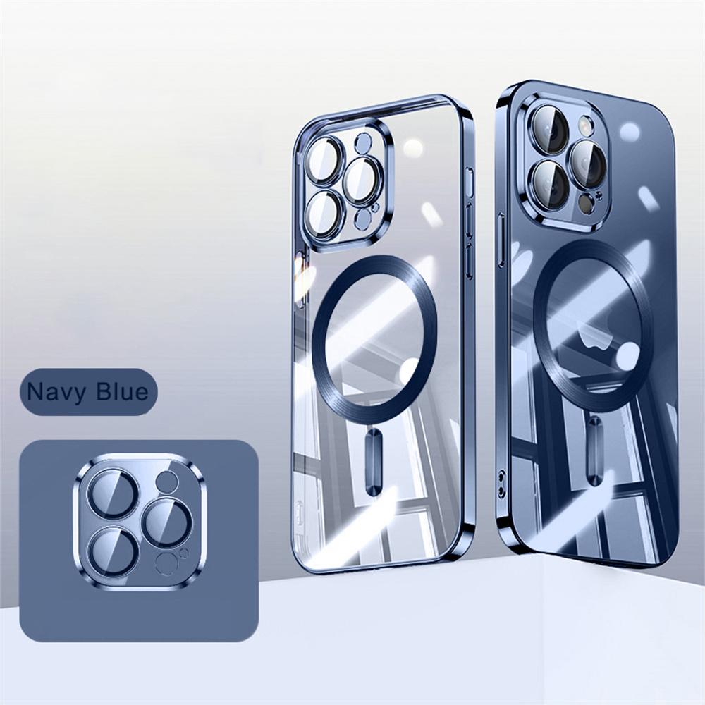 Soft Plating Wireless Charge For Magsafe Phone Case For iPhone 17 15 14 13 12 11 16 Pro Max Magnetic Clear Back Covers