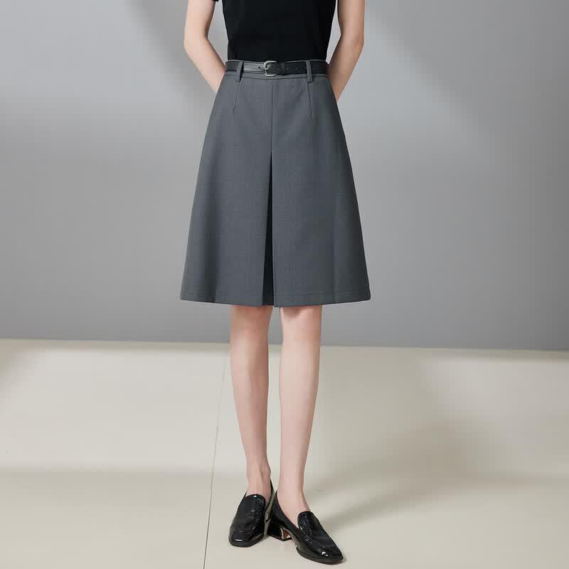 Women's High-Waist A-Line Suit Midi Skirt