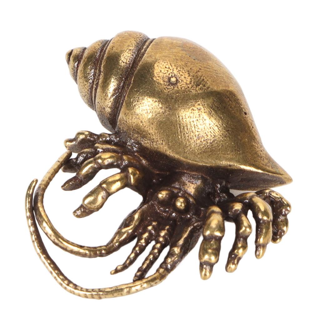 Brass Hermit Crab Staute Compact Flat Bottom Tea Pet Hermit Crab Desktop Decor for Office