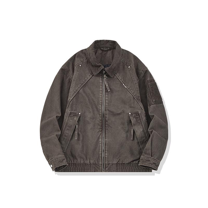Men s Retro Pure Cotton Windproof Jacket – Casual Lapel Outerwear with Trendy, Handsome Vibe 3XL for 180-200 lbs