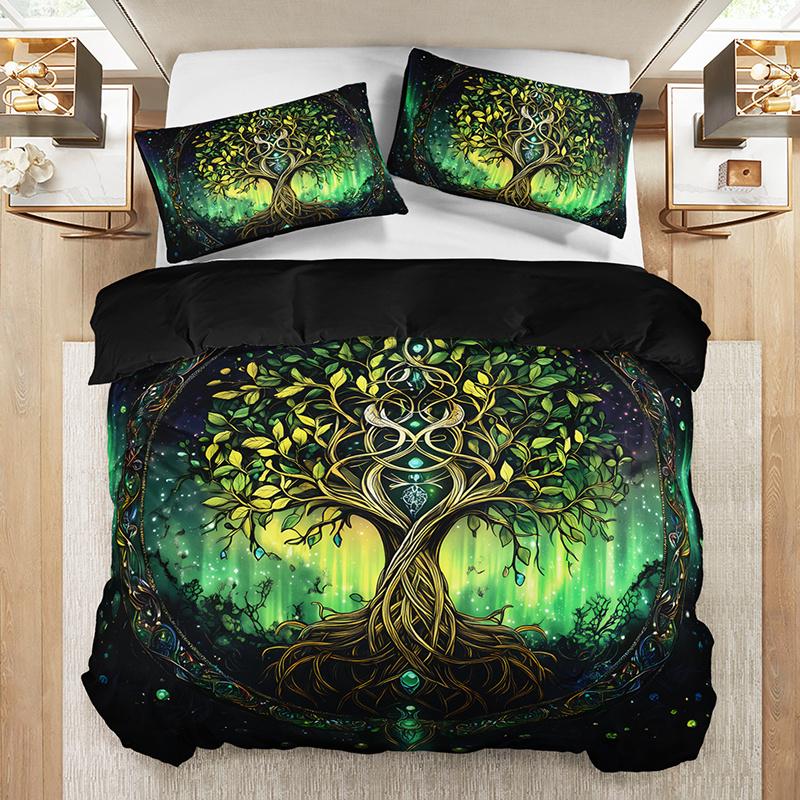 Tree of Life Mystical Green Light Bedding Set All-Season High-Definition Printed Nordic Style Luxury Birthday Gift
