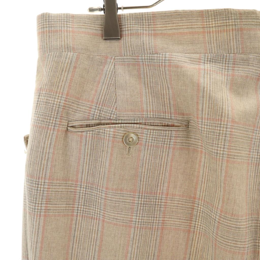 VINTAGE 70s 80s Check Pattern Trousers Pants beige Men's Used