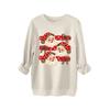 Womens Thick Hoodie Leopard Print Bow Santa Snowflake Graphic Round Neck Loose Fit Casual Winter Sweatshirt