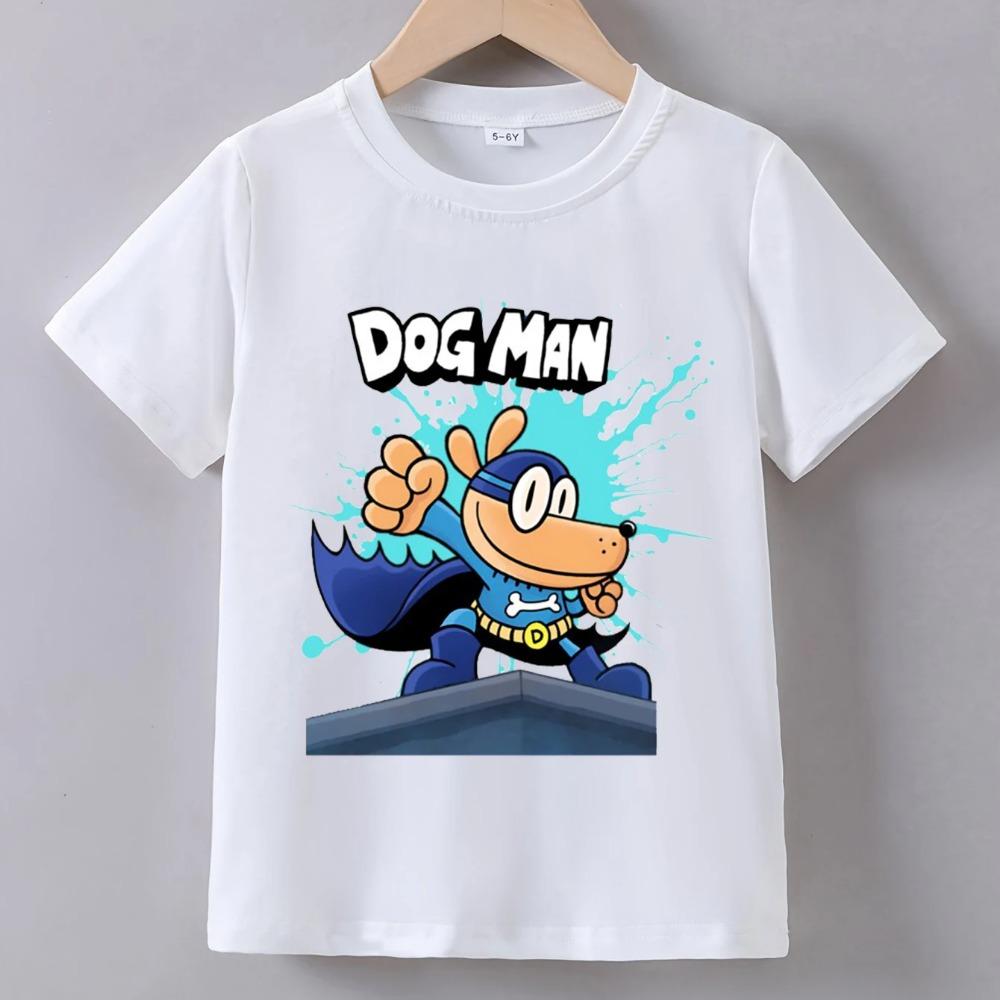Dog Man Anime T-Shirt für Kinder Jungen Cartoon Sommer Kurzarm T-Shirt Dogman Oberteile Y2k Kleinkind Mädchen T-Shirts Camiseta Kinderkleidung
