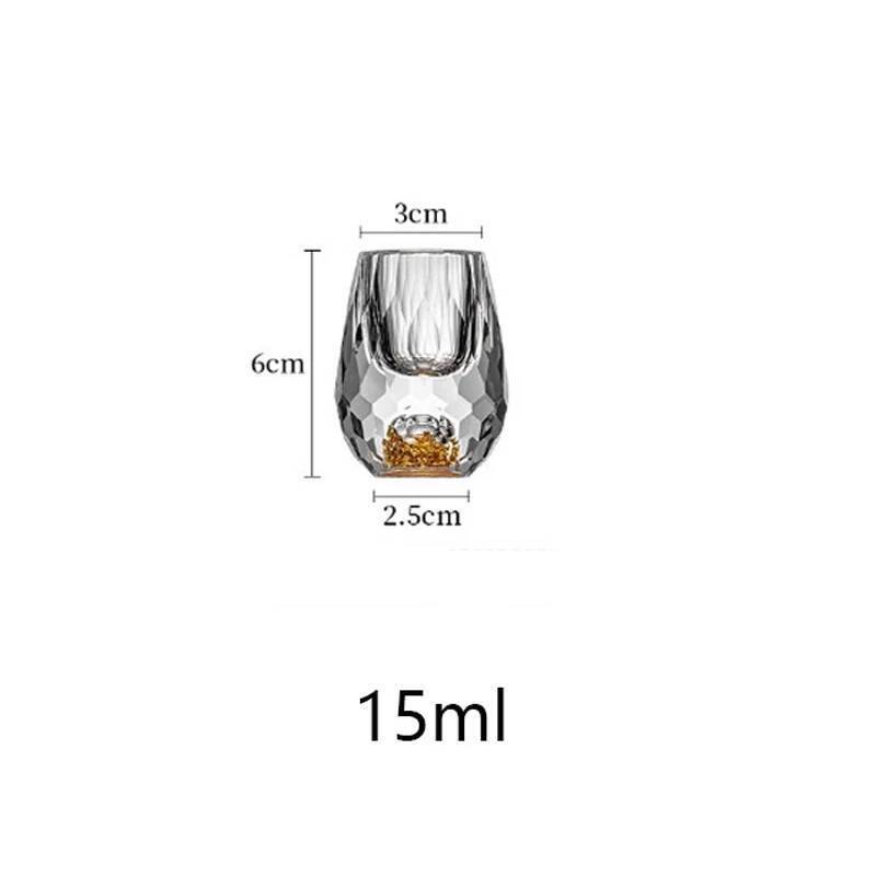 Luxury Crystal Vodka Sake Shochu Bar Liqueur Gold Foil Shot Glass Tea Cup Gift Hard Liquor Wine Glasses 1/2/4/6pcs 15ml