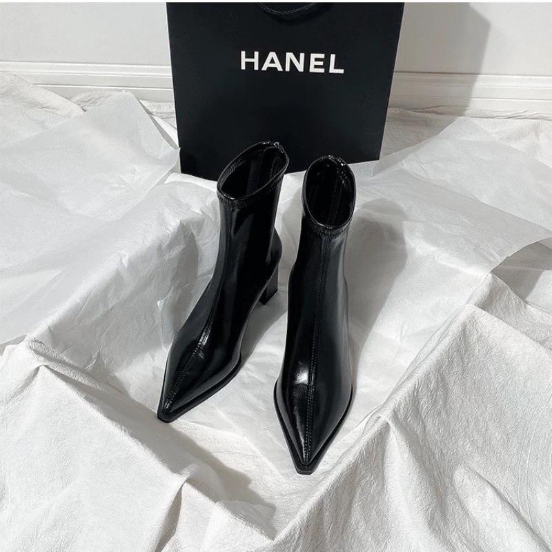 Chelsea Ankle Boots Basic High Heels Boots  Women Fashion Pointed Toe Shoes Women Band Non-Slip Comfortable Boots 222