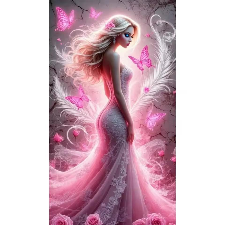 5D Diy Diamond Painting Long Dress Women Diamond Mosaic Flower Butterfly Rhinestone Art Cross Embroidery Large Home Decoration
