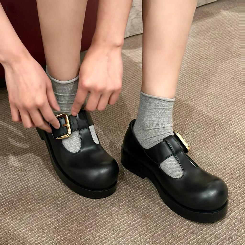 Cowhide version~ leather big head niche platform Mary Jane shoes women's 2025 new retro loafer small leather shoes single shoes