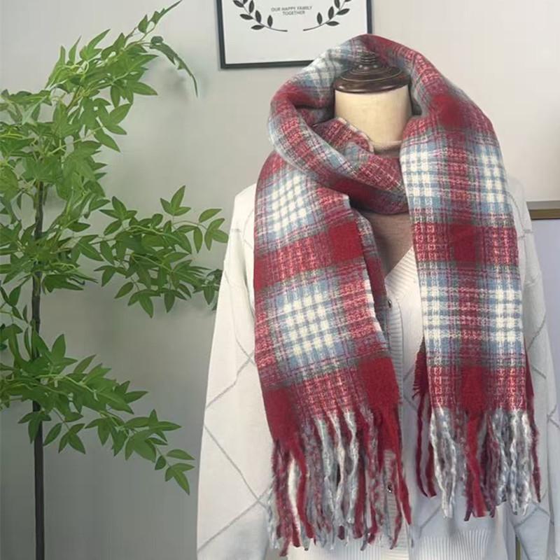 Hochwertiger Schal im koreanischen Stil mit Karomuster: Warmer, verdickter Kaschmir-ähnlicher Schal für Studenten und Paare