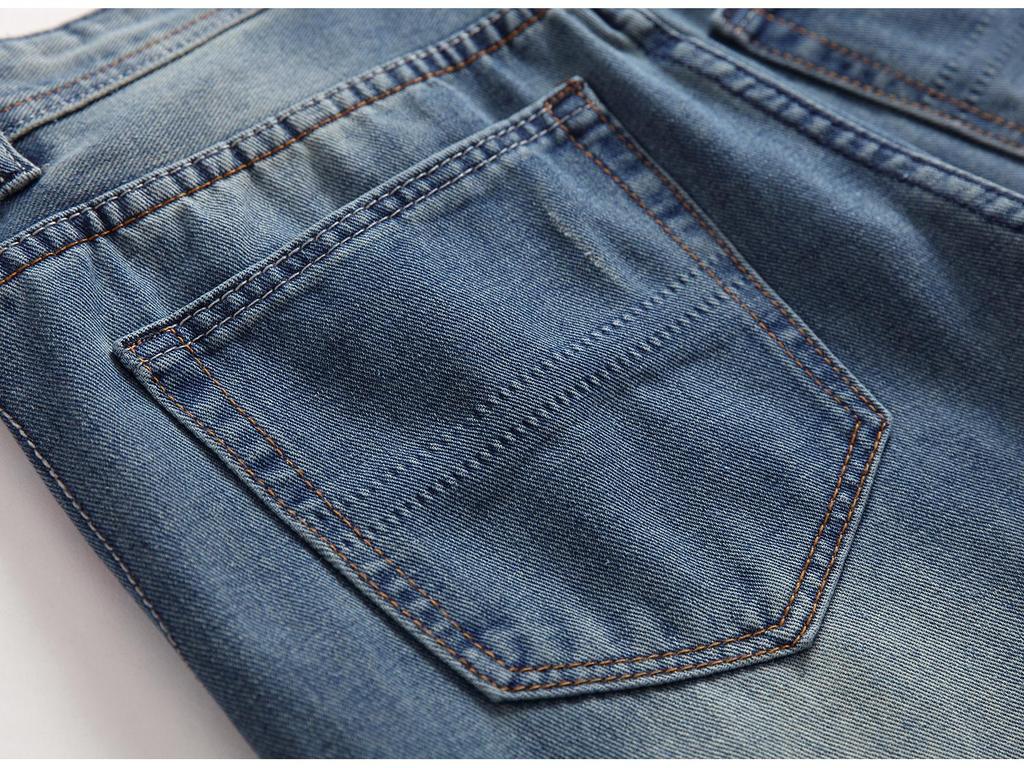 Men's Slim Fit Straight Jeans with Cat Whisker Distress, Large Sizes Available