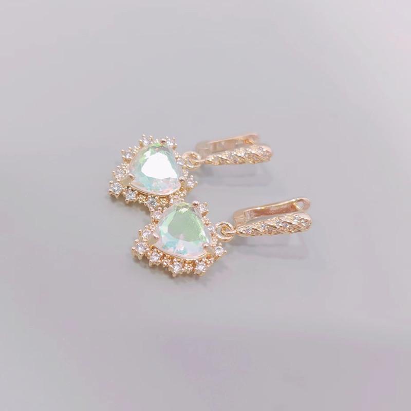 Mehrfarbige herzförmige Kristall-Tropfen-Ohrringe für Frauen 2023 neue Mode Goldfarbe Hochzeit Verlobungsfeier Schmuck Zubehör