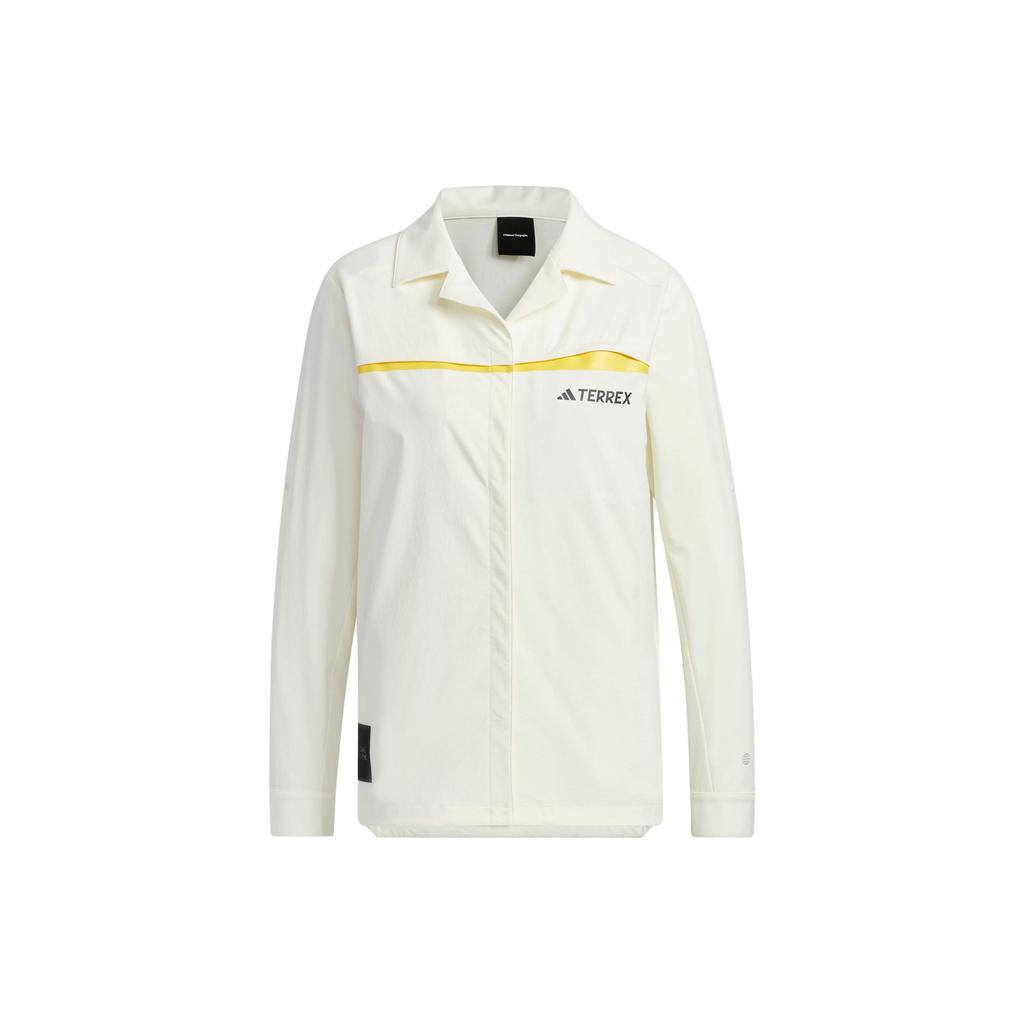 Adidas X National Geographic Collaboration Outdoor Sports Letter Print Long Sleeve Shirt Women shirts Jade-White IC1995