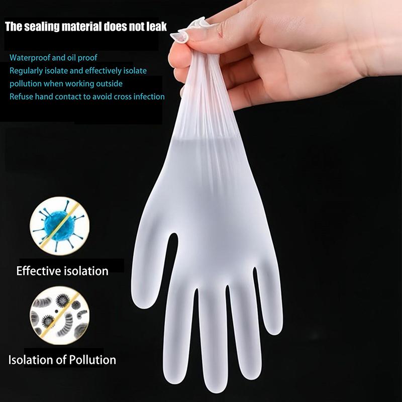 100Pcs Latex Free Gloves Tpe Disposable Gloves Transparent Non-Slip Acid Work Safety Food Grade Household Cleaning Gloves