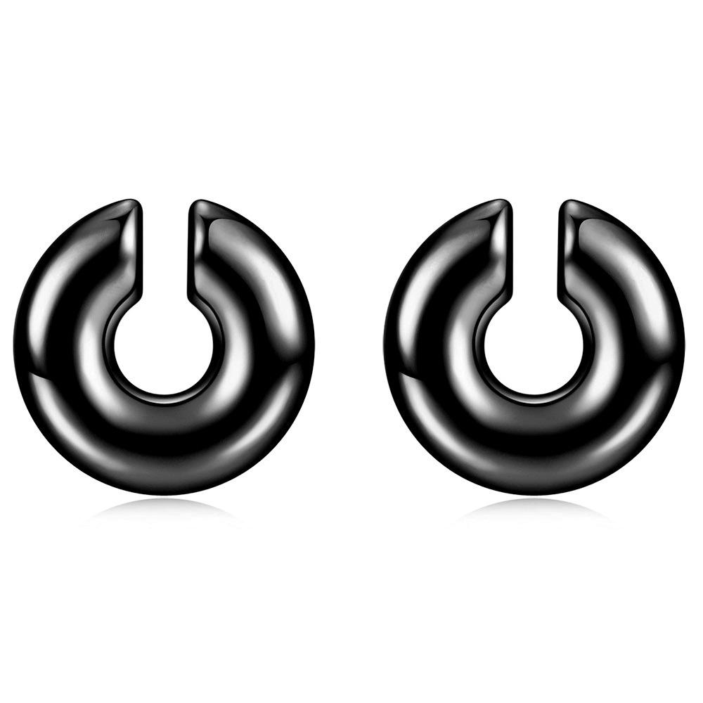 European & American Fashion Simple Versatile 11MM Stainless Steel Thick Round Hollow Hoop Earrings