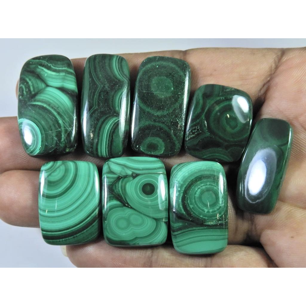08Pcs Natural Green Malachite Octagon Cabochon Loose Gemstone 266Cts. Lot C-456