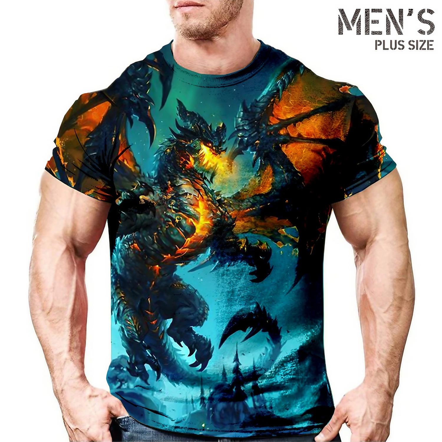 

Men s Plus Size T shirt Tee Big and Tall Graphic Crew Neck Print Short Sleeve Spring & Summer Vintage Fashion Streetwear Basic Casual Sports Tops XL