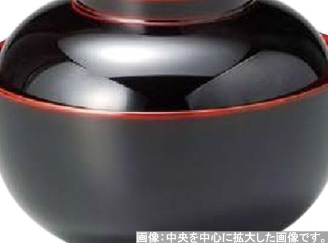 J-Kitchens Plain Zoni Bowl (Can Also Be Used as a Plate or Small Bowl) with Red Interior (1 Bowl) 13cm, Hand-Painted Lacquer, Made in Japan