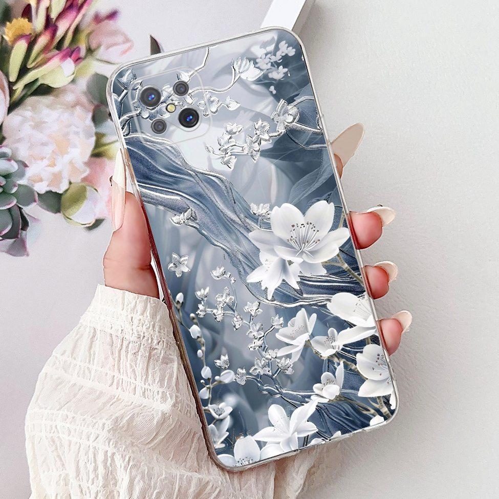 Clear For Oppo Reno 4Z 5G Case Cover CPH2065 Cute Cat Fashion Flowers Painted Soft Back Cover For Oppo Reno4 Z 5G Phone Case