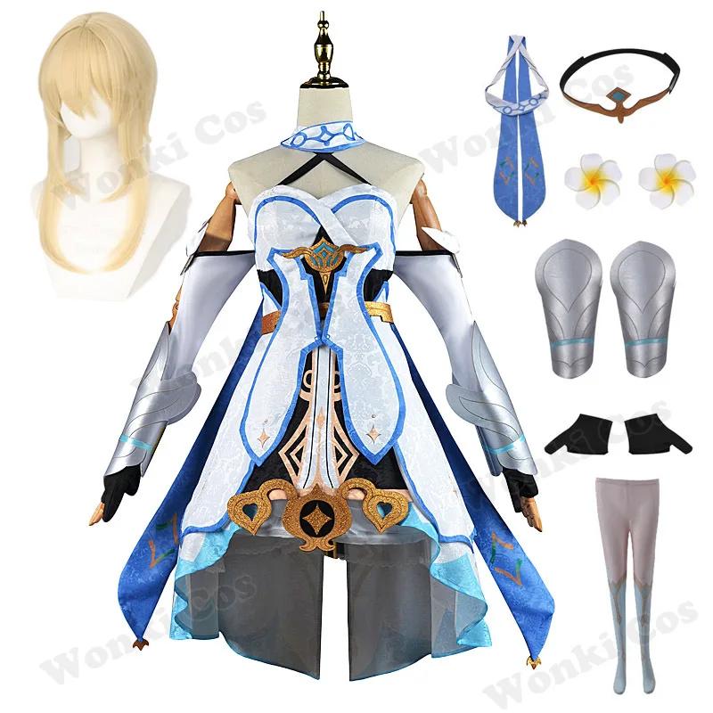Lumine Cosplay Costume Wig Hair Game Impact Traveler Women Clothes Lumine Cosplay Dress Costumes Wig Set Party Outfits