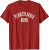 Pennsylvania USA Arched Text Distressed White Print Unisex T-Shirt