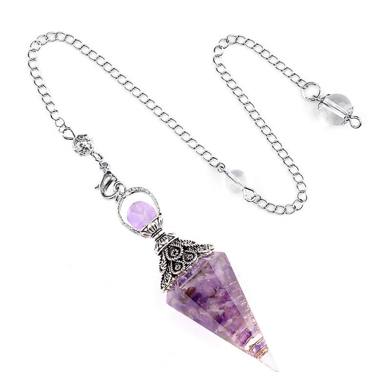 Amethyst Rainbow Stone Aquamarine Crystal Pendulum, Wiccan Supplies and Tools, Pendulos De Energia, Healing Crystals for Energy Balancing Chakra