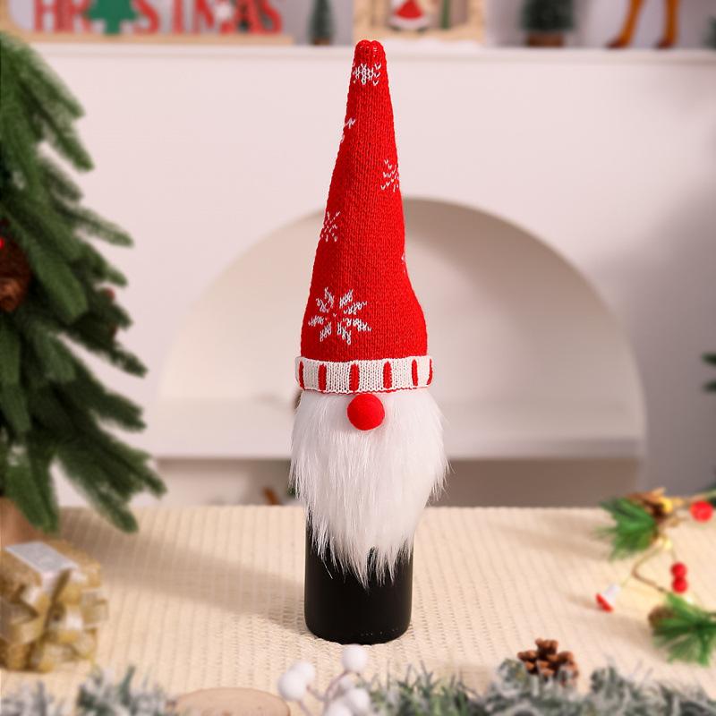 Christmas decoration supplies elf wine bag knitted wine bottle bag faceless doll Santa Claus wine bottle set