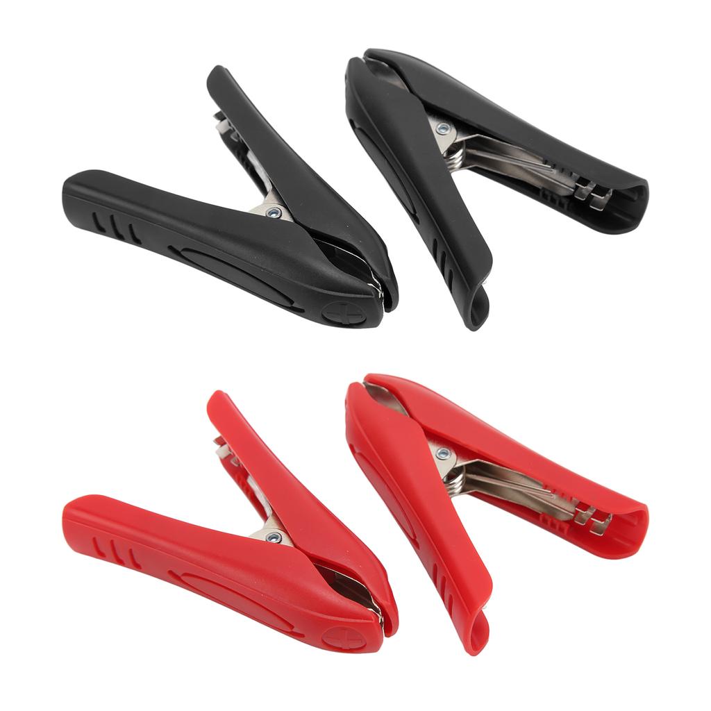 4 Stück Elektrischer Clip Isolierende Eigenschaft Stahl ABS Material Starke Klemmung Rot Schwarz Schnallentyp Leistungsklemme 100A