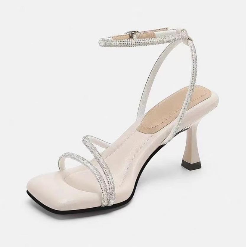2025 Summer Design Women High Heel Sandal Fashion Narrow Band Dress Heel Shoes Ladies Outdoor Mary Jane Shoes Slingback Femme