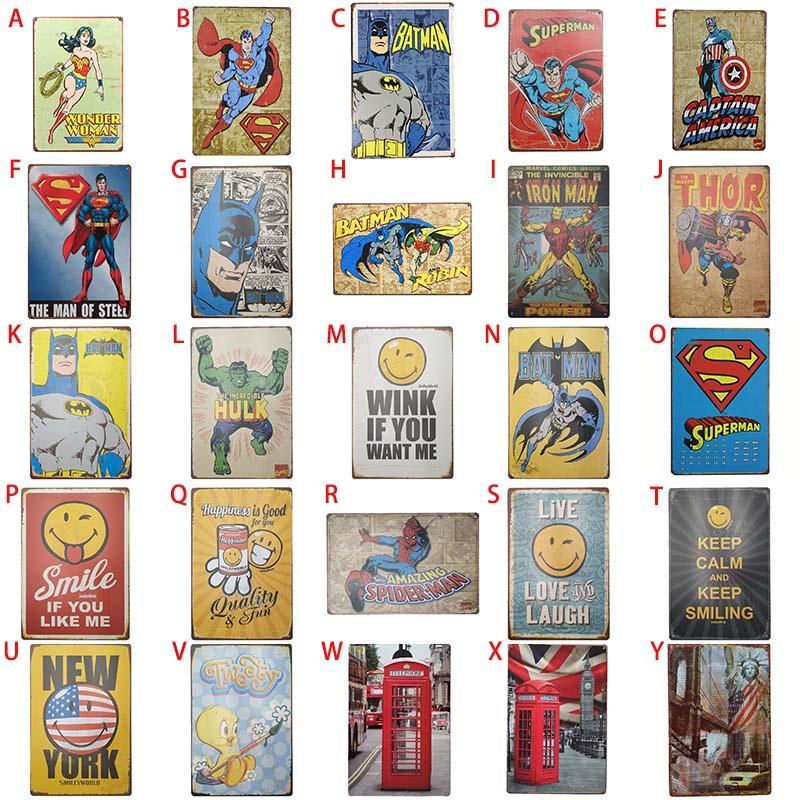 Classic Creative Cartoon Superhero Tin Sign For Bar Pub Home Wall Decor Retro Metal Poster