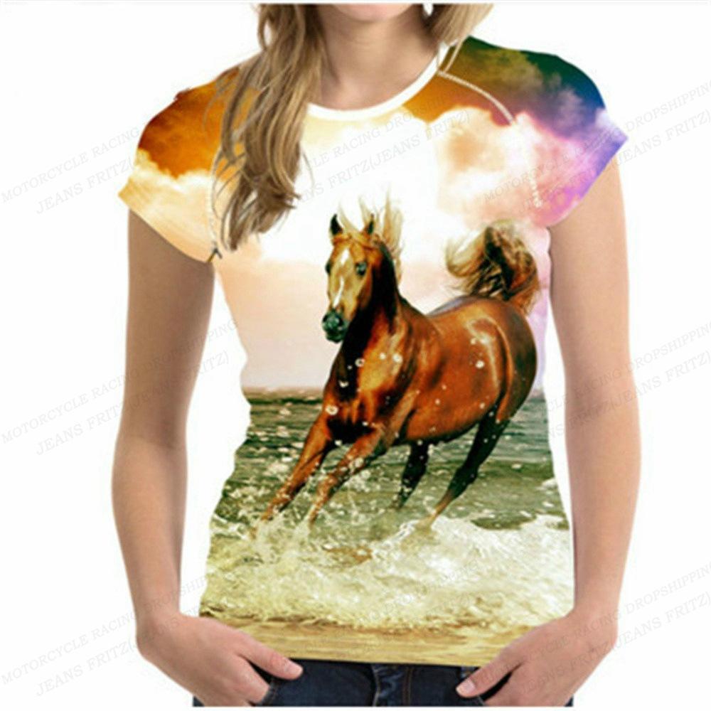 Animal Printed Clothes for Summer, 3D Printed Girls' Short Sleeved Tops, Women's T-shirts, and T-shirts