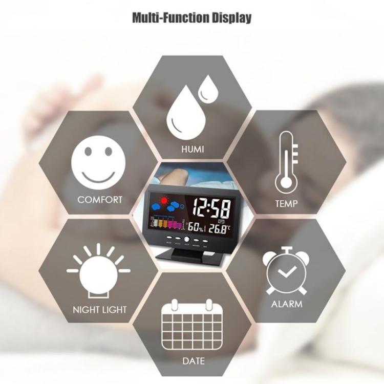 8082T Horloge Prévisions Météorologiques Noir + USB