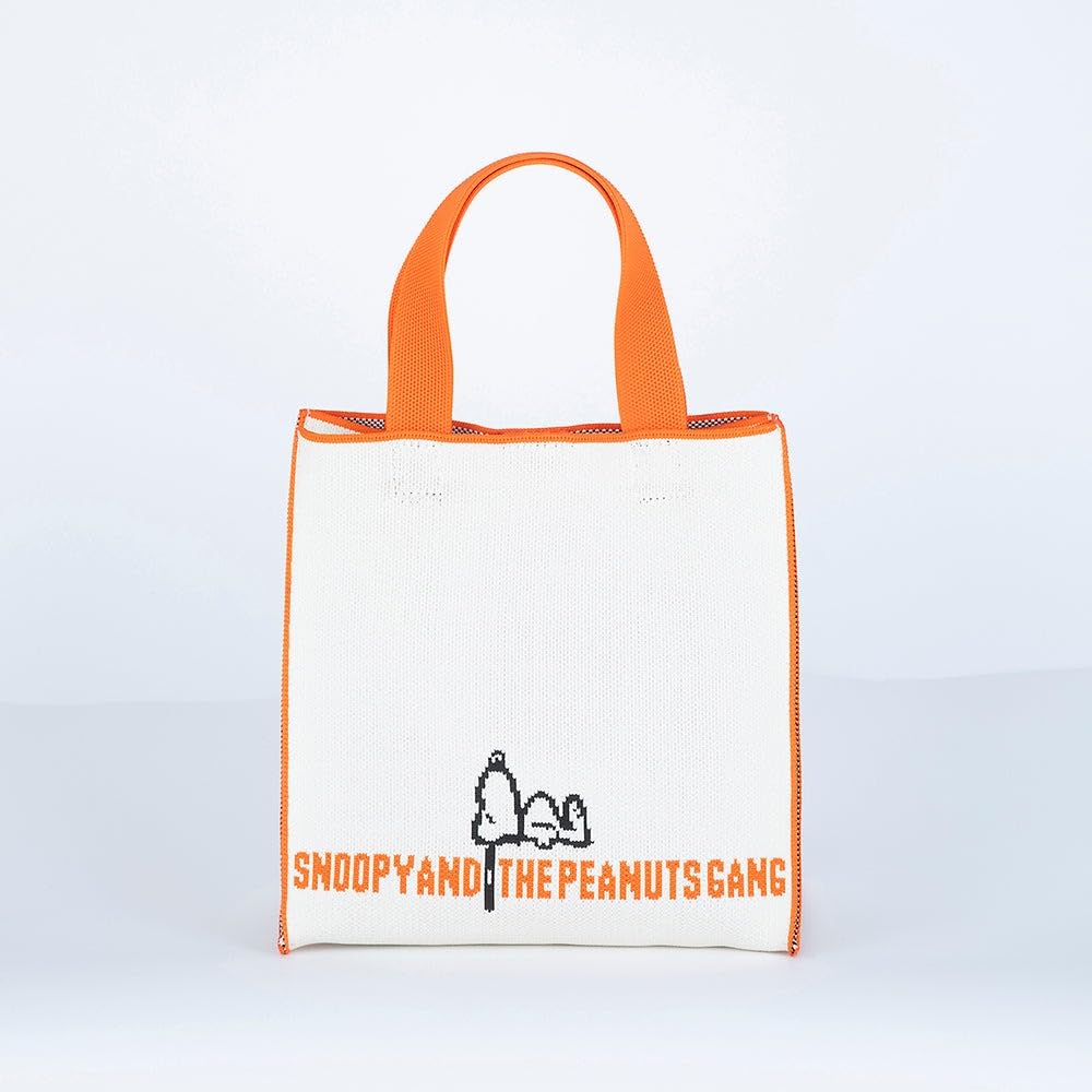 HEMING'S 1080501 vintage PEANUTS Würfeltasche, Jacquard-Tragetasche, Zusatztasche, Lunchtasche, Peanuts, Snoopy, PEANUTS GANG (Elfenbein x Orange)
