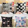 Cute Cat Cartoon Kawaii Cushion Cover Natural Linen Organic Fabric DoubleSided Printing Room Sofa Decor Pillow Case