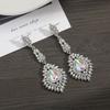 Retro Long Water Drop Rhinestone Earrings, Alloy Diamond-encrusted Gypsy Bride Earrings, High-end Antique Earrings