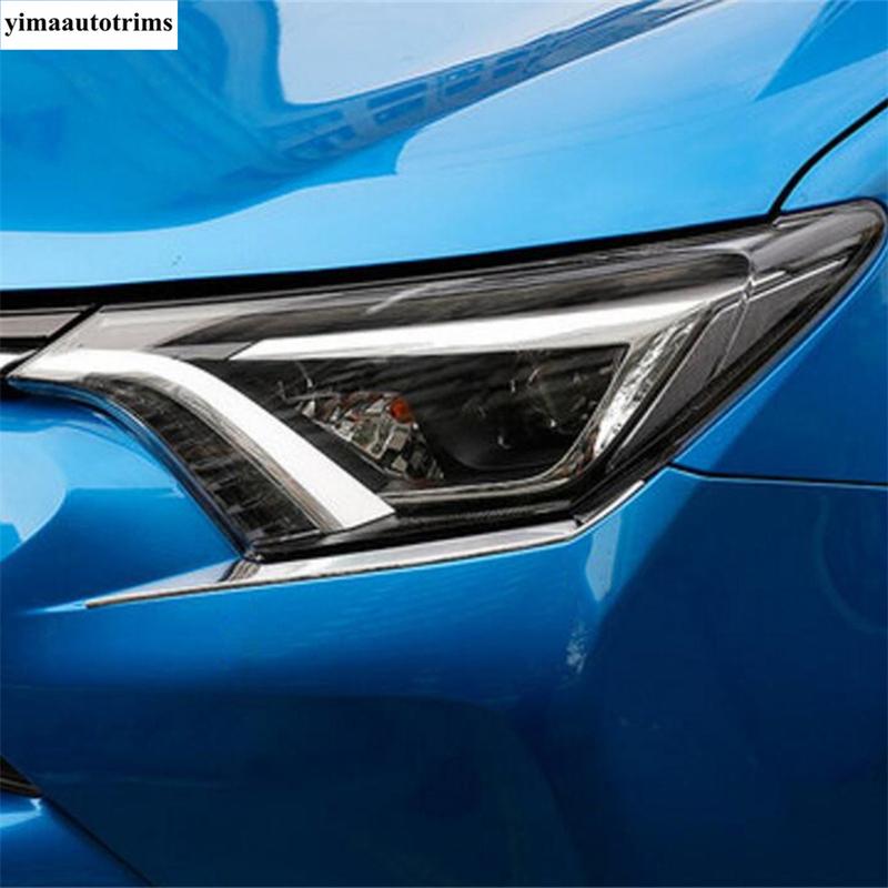 For Toyota RAV4 RAV 4 2016-2018 Front Head Lamp Light Eyebrow Eyelid Strip Decoration Cover Trim ABS Chrome Exterior Accessories